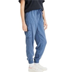 American Eagle Outfitters Cargo Joggers Utility Blue Lyocell Drawstring Soft